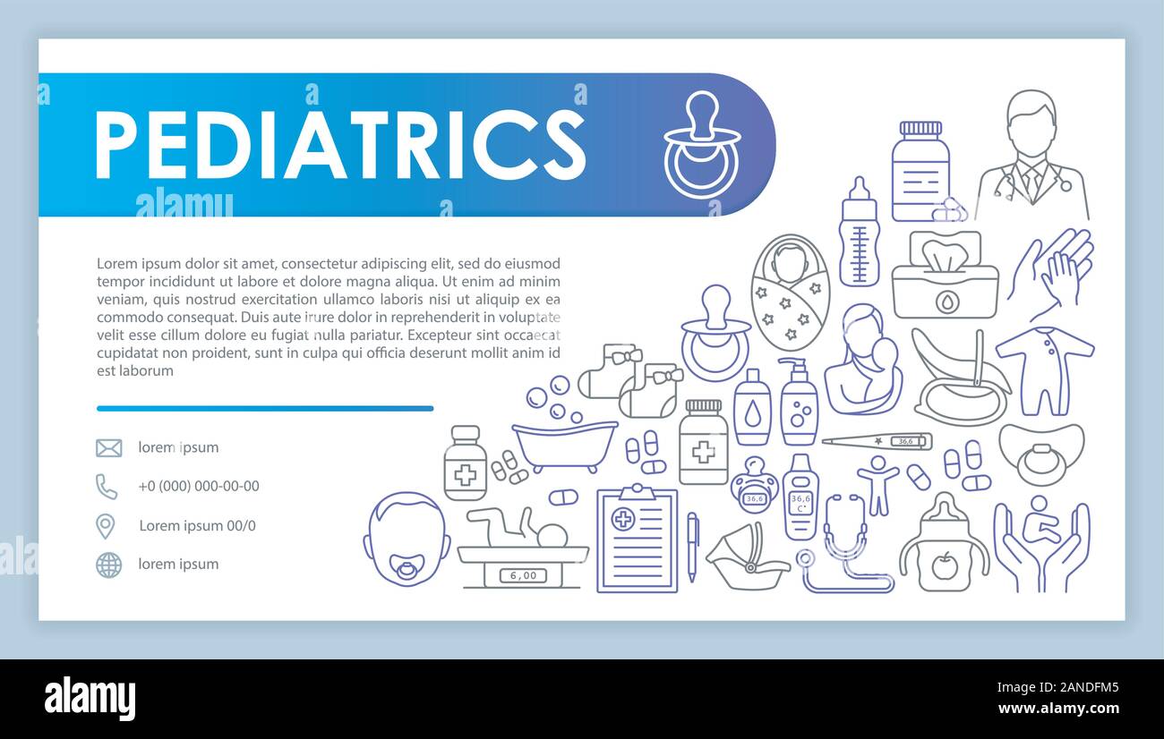 Pediatrics Web Banner Business Card Vector Template Children
