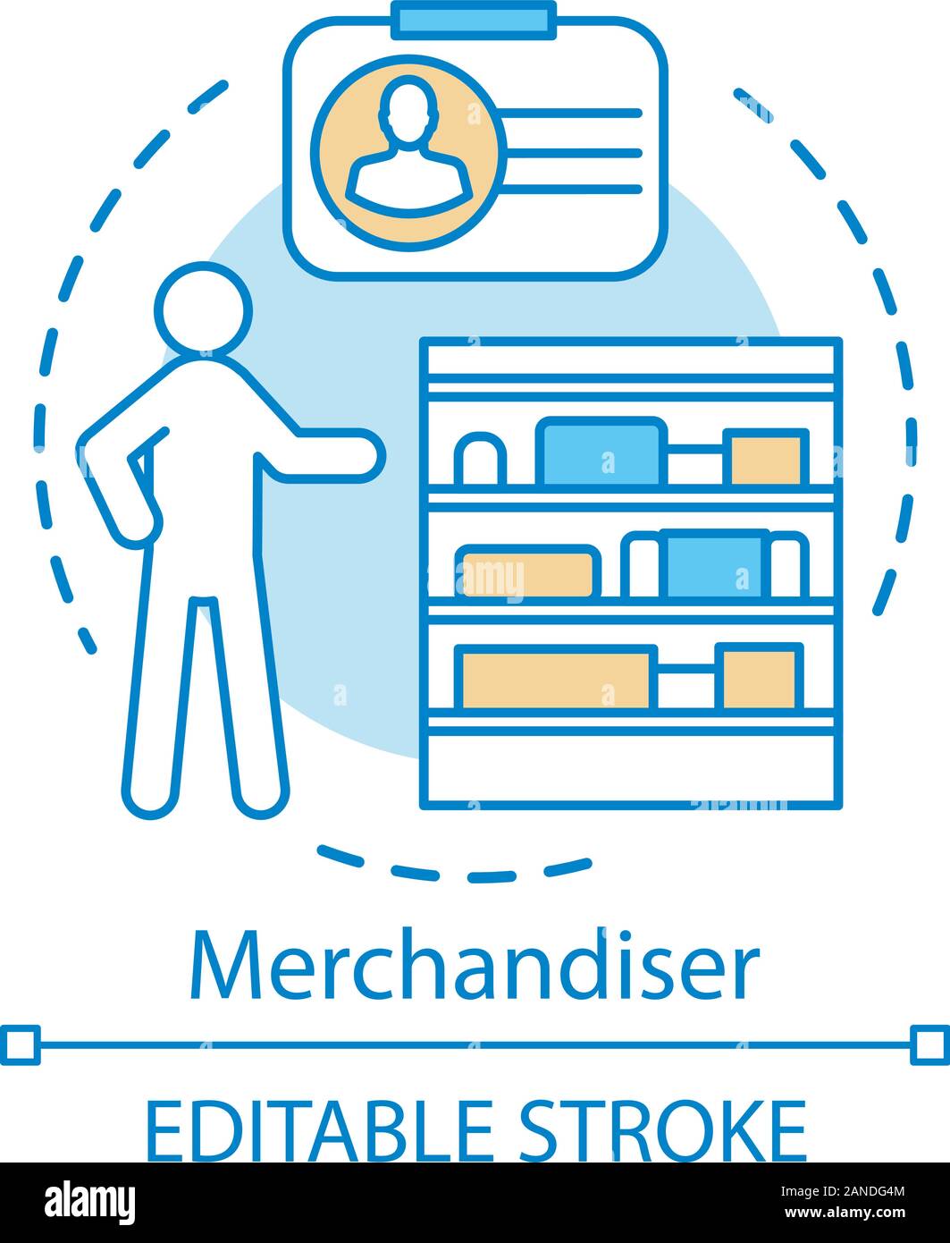 Merchandiser concept icon. Store worker, assistant idea thin line illustration. Marketing retail