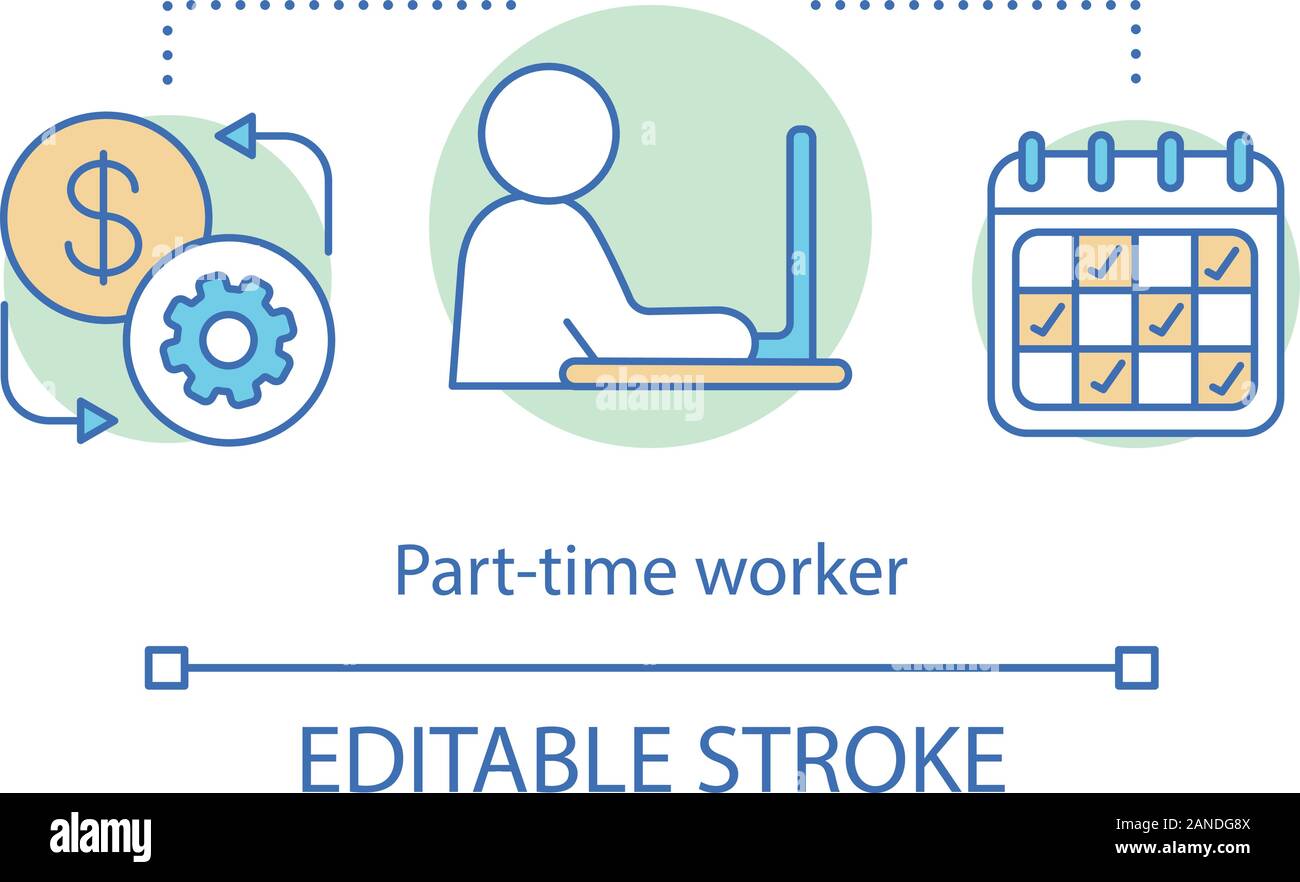 Parttime worker concept icon. Shortterm employment idea thin line