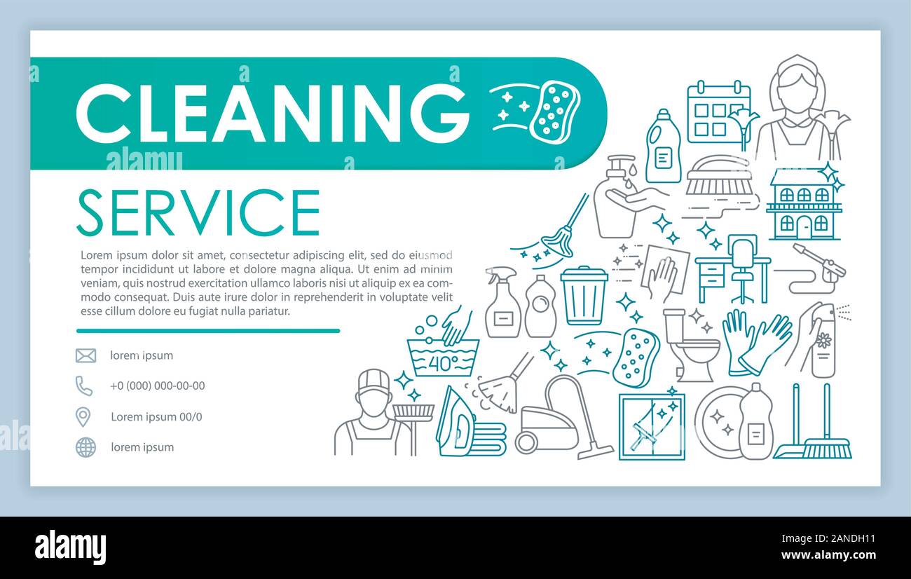 Cleaning service web banner, business card vector template