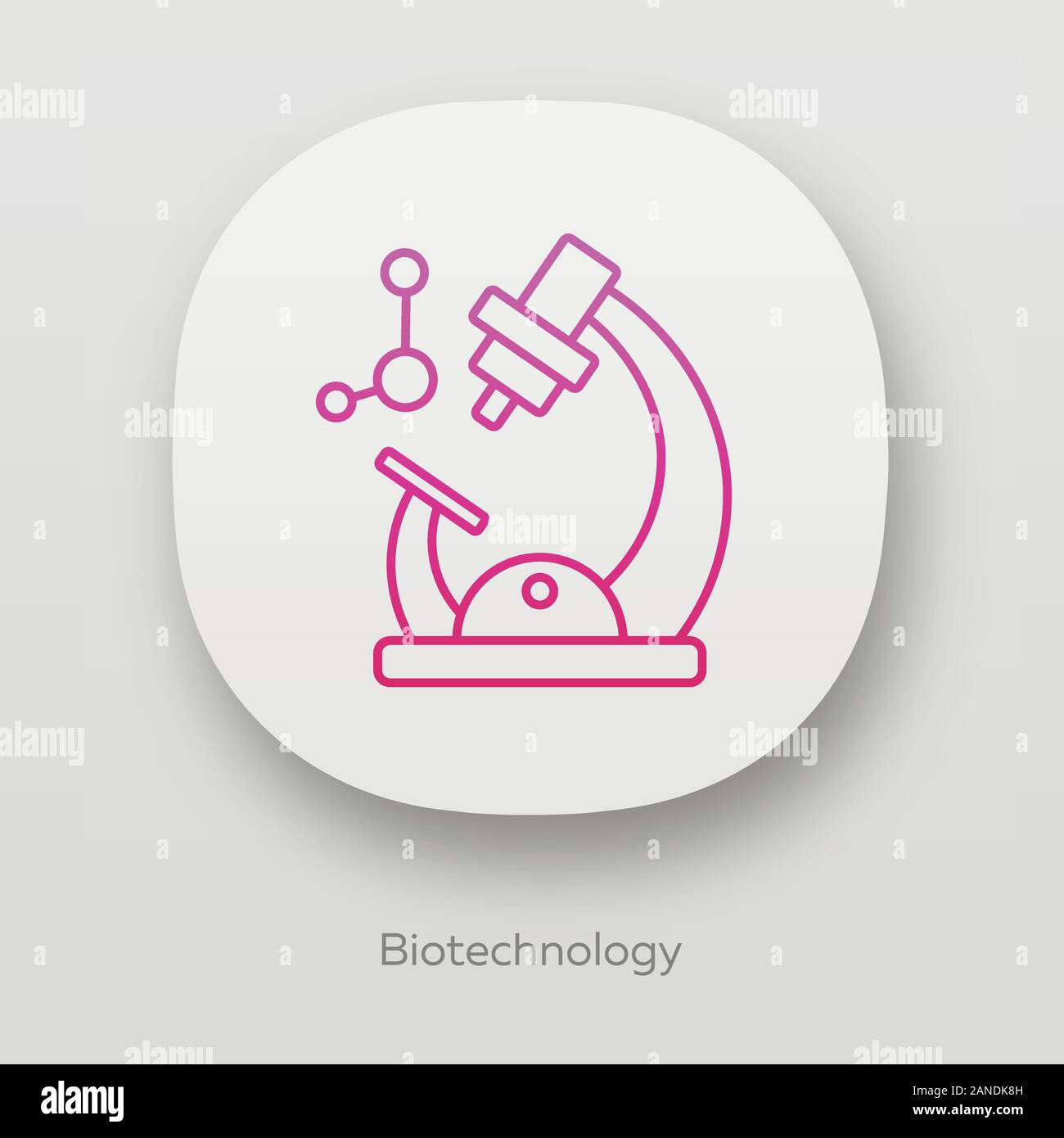 Biotechnology app icon. Biotech. Molecular biology. Microscope and