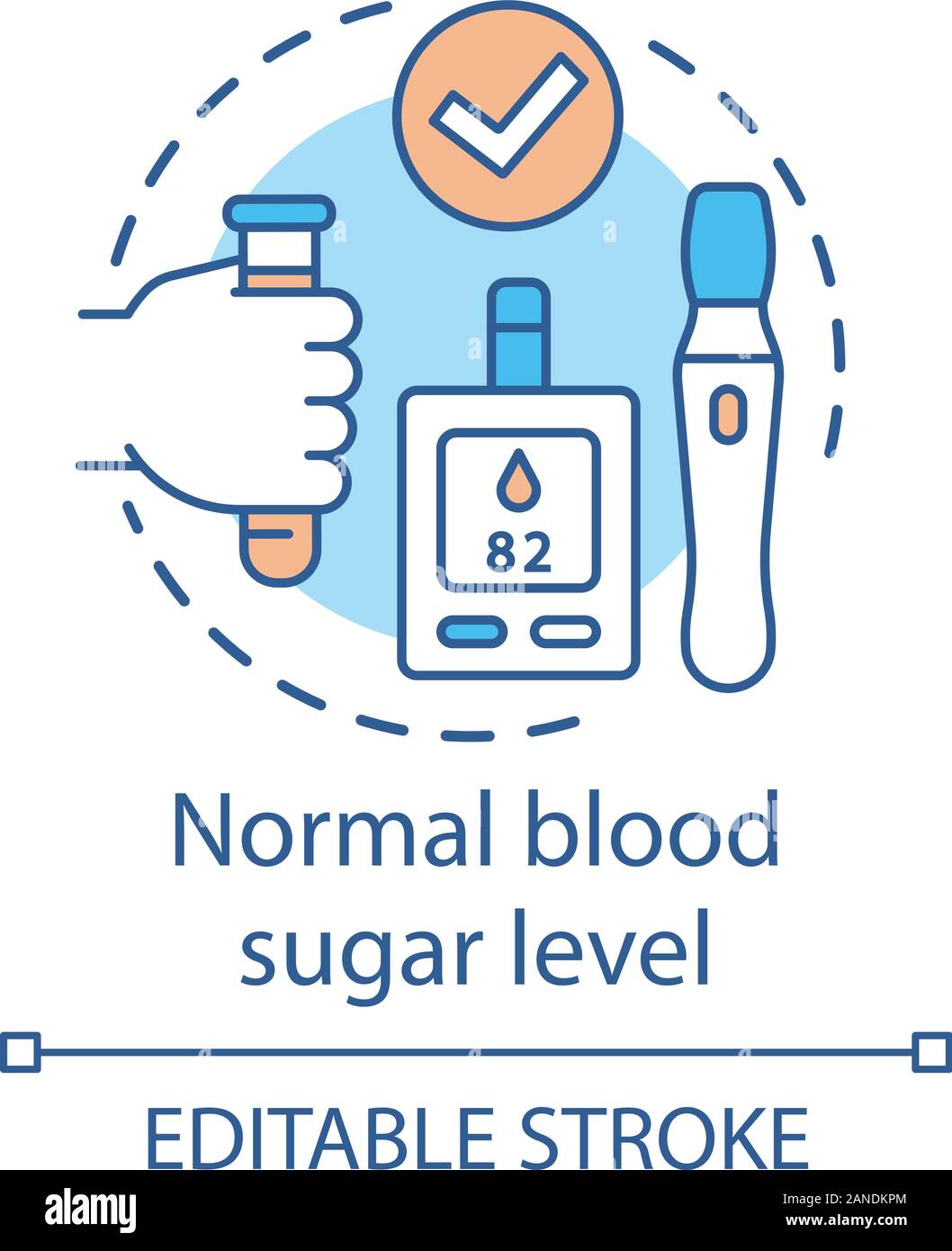 Normal blood sugar level concept icon. Healthy lifestyle idea thin line