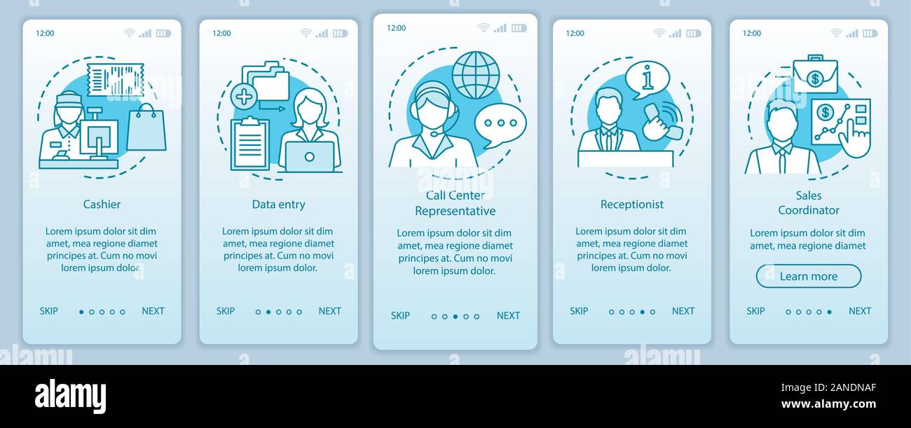 Finding part time jobs turquoise onboarding mobile app page screen ...
