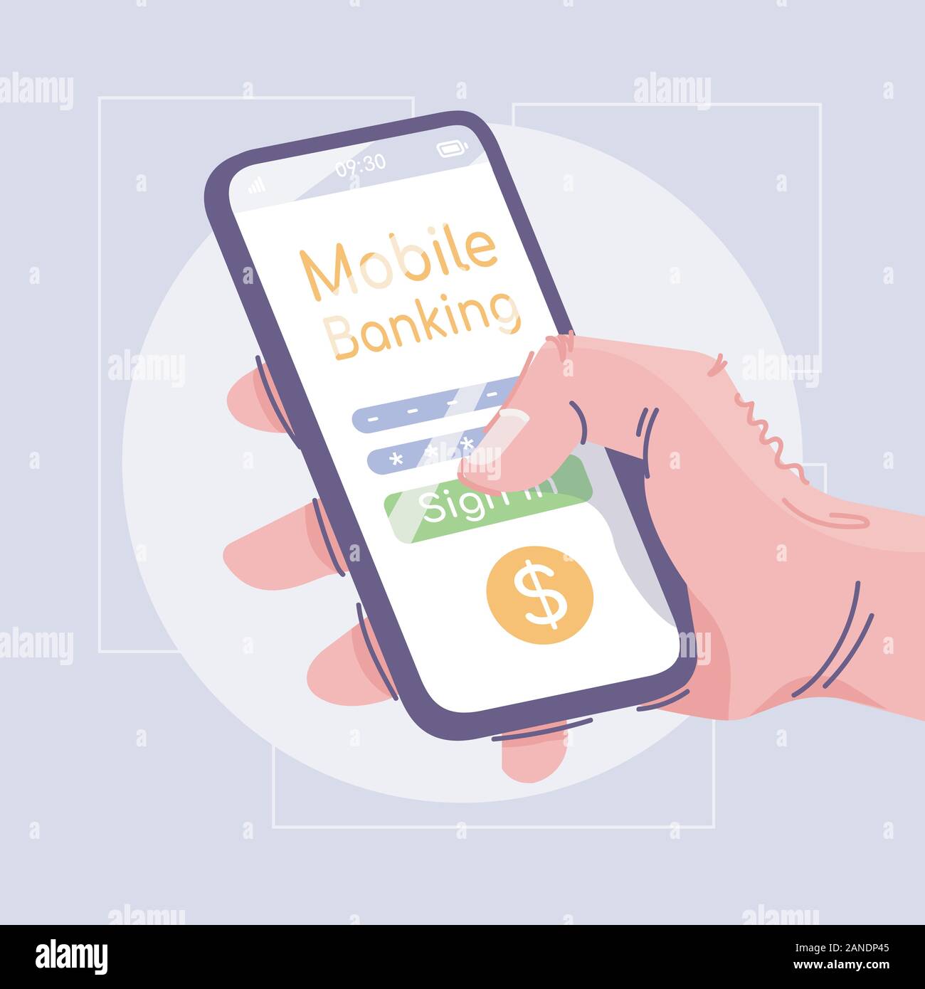 Mobile banking app flat vector illustration. E banking, e business cartoon  concept. Financial service application idea. Hand holding smartphone with s  Stock Vector Image & Art - Alamy