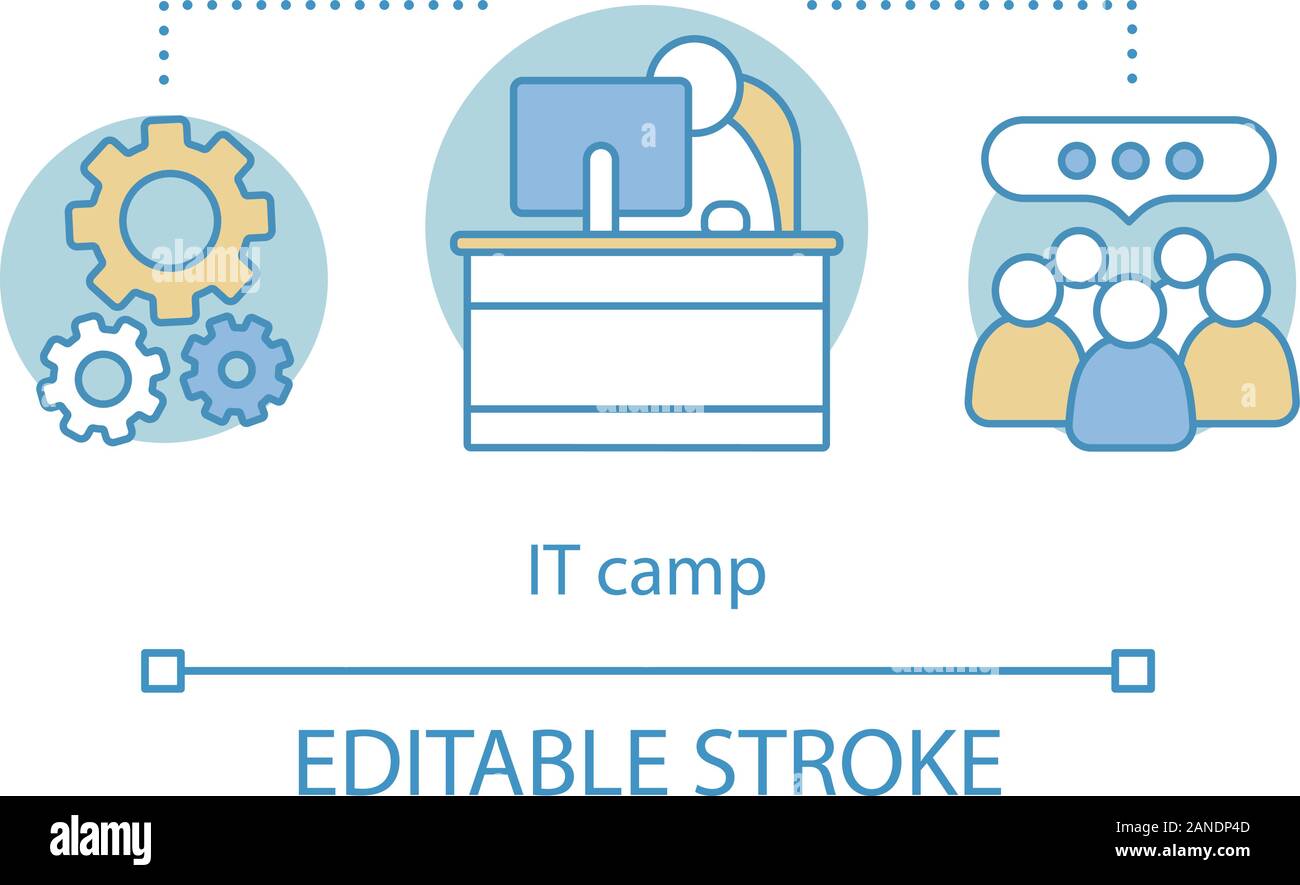 Information technology, IT camp concept icon. Programming, coding ...