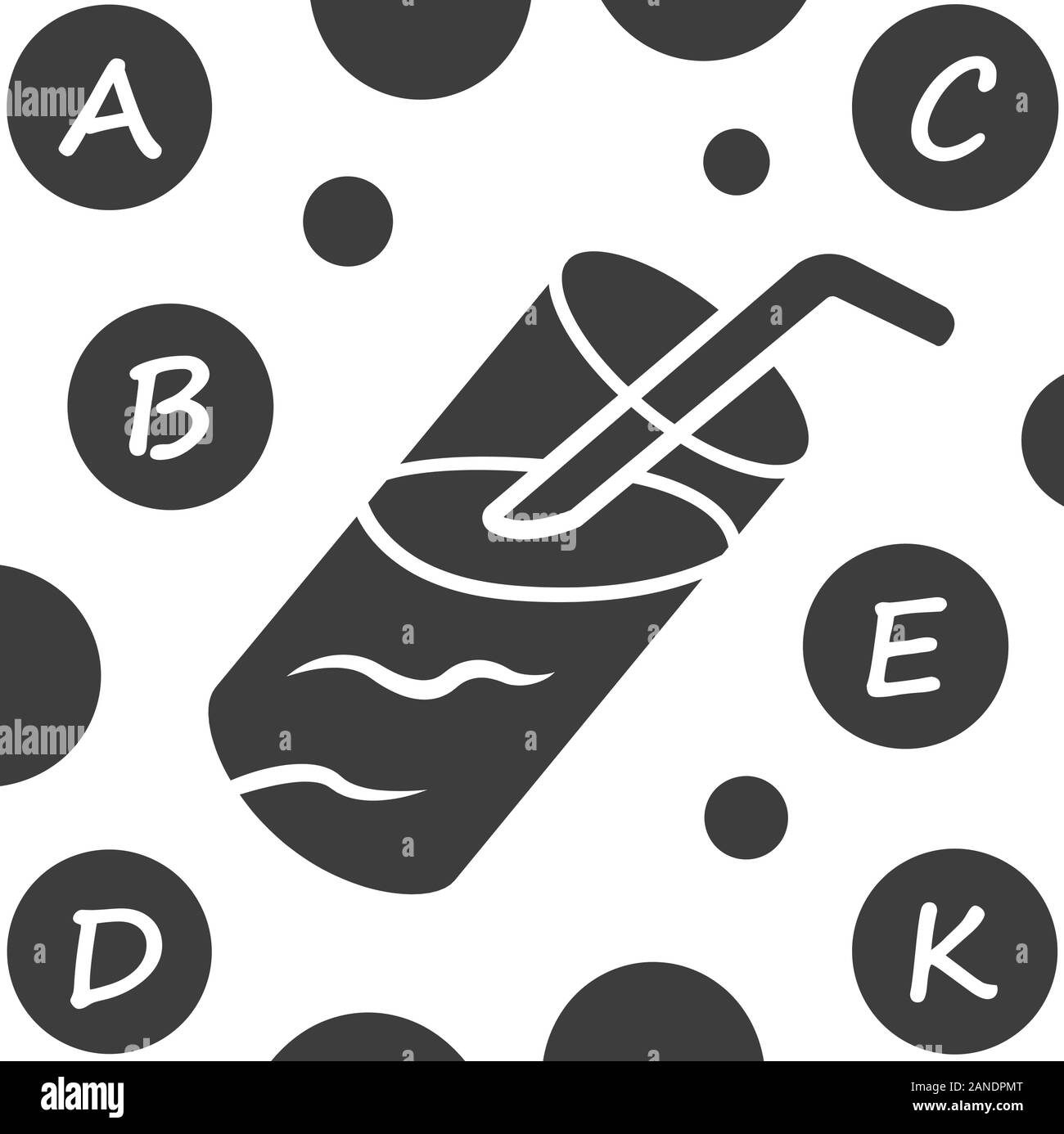 Vitamin cocktail glyph icon. A, B, C, D, E, K vitamins. Multivitamins ...