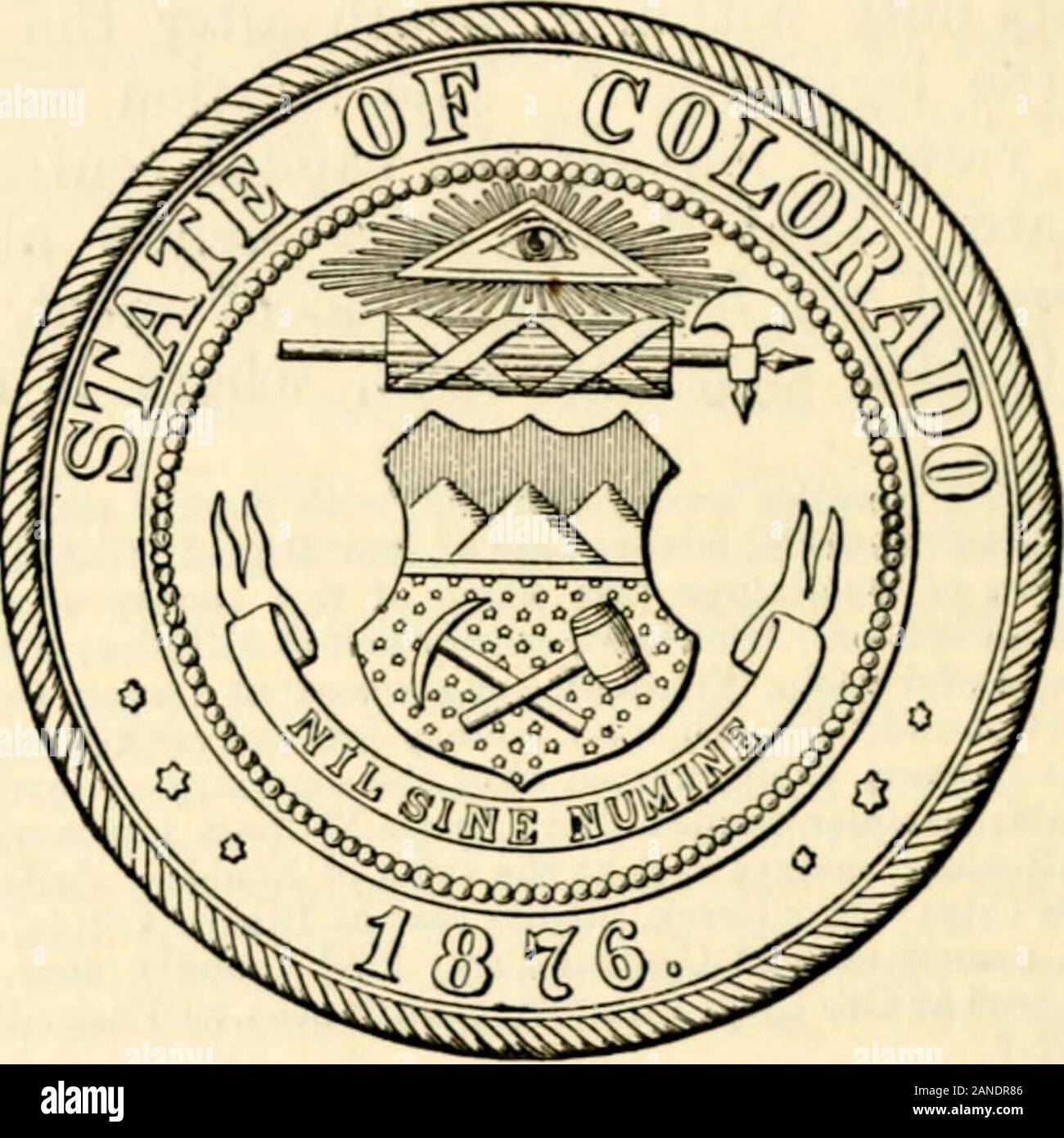 History of Nevada, Colorado, and Wyoming, 1540-1888 . me to Golden City. Says Stone, Thesouthern men were opposed to adjourning to Denver, and they went awayand hid in the woods, and the sergeant-at-arms couldnt find them. Finally•we sent men out -with flags of truce to bring them in, and getting themtogether in Mother Maggarts hotel, under pretense of compromising thematter, locked the doors on them, finished the vote, and got the adjourn-ment to Denver. Land Grants hi Coh, MS., ILHist. Net. 27 418 or(;anizatiox of government. until 1868, when it was taken back to Denver; butthe feehng in the Stock Photo
