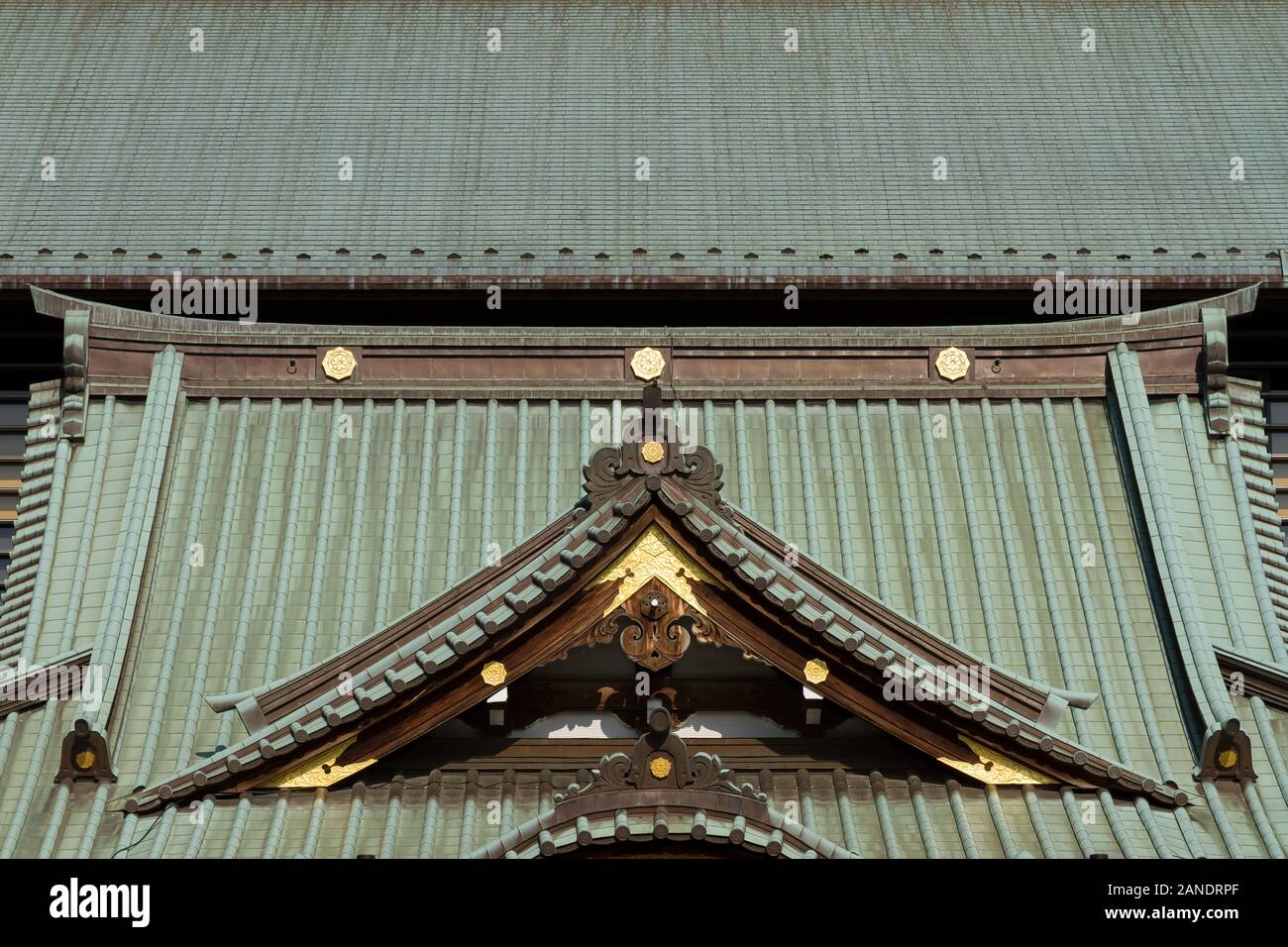Roof retail of Fukagawa Fudoson Temple in Monzen-Nakacho, Tokyo, Japan. Stock Photo