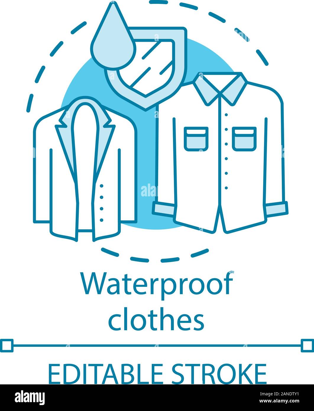 Waterproof clothing concept icon. Moisture resistant autumn clothes
