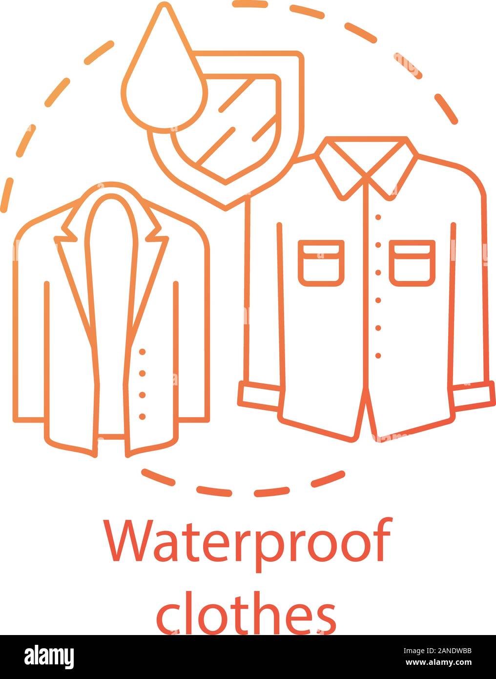 Waterproof clothes coating concept icon. Moisture resistant clothing