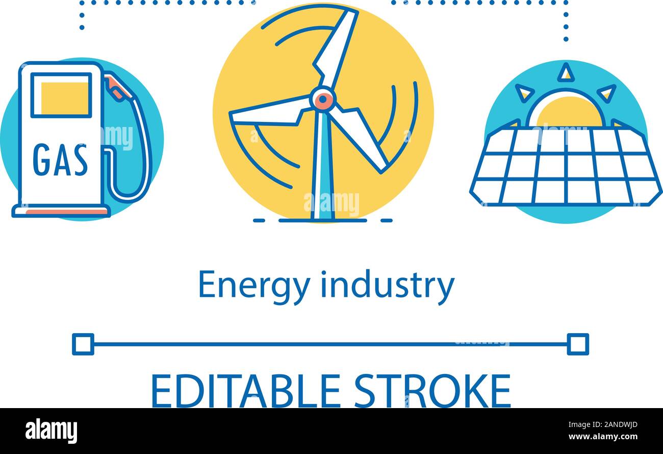 Energy industry concept icon. Power sector. Traditional and renewable