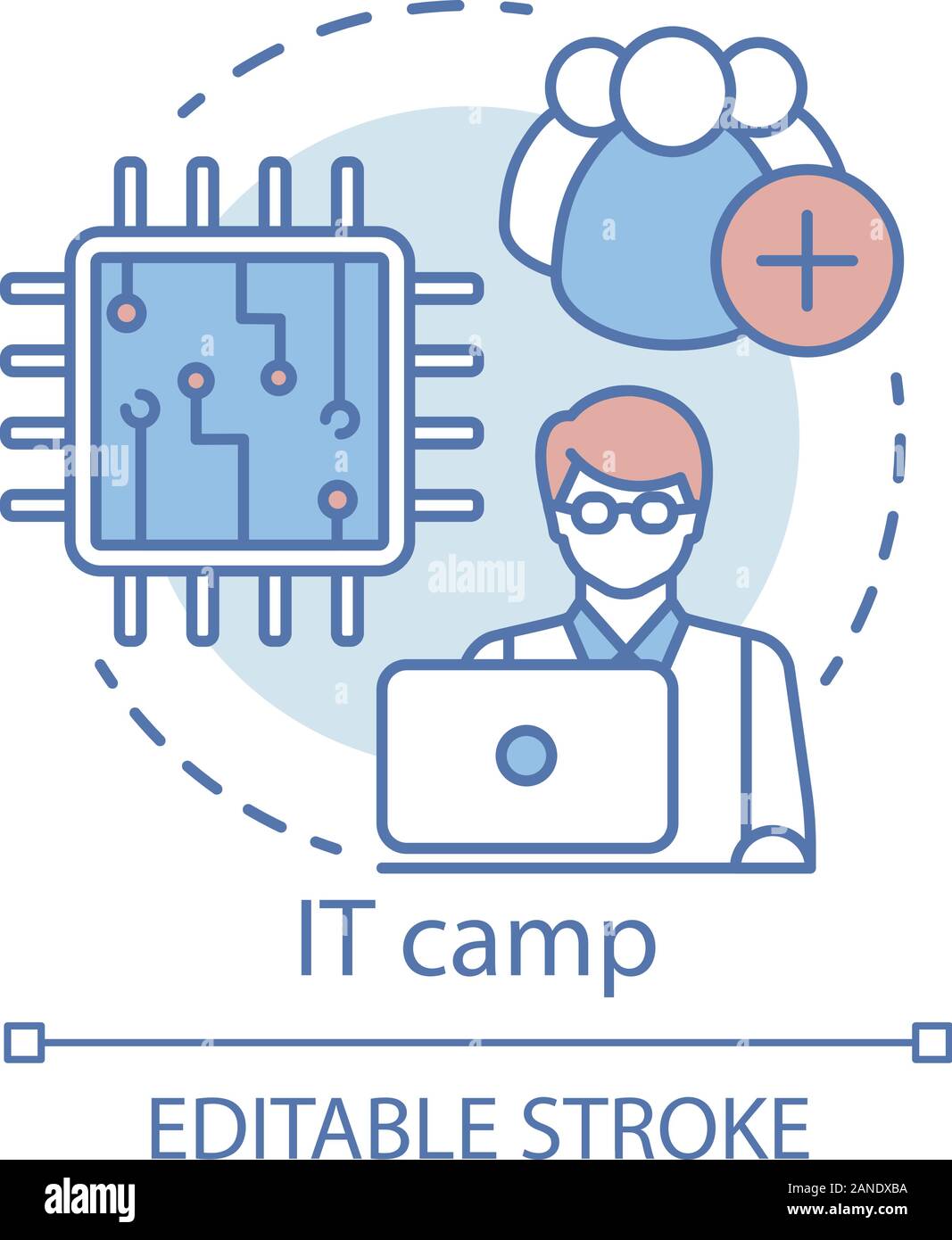 Information technology camp concept icon. Employment, recognition for ...