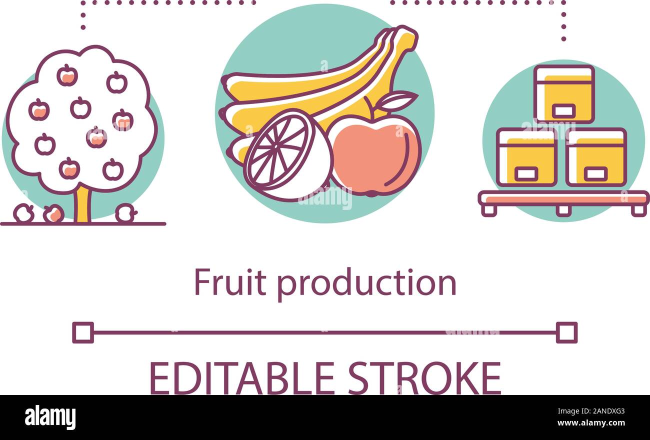 Fruit production concept icon. Organic vegetarian foods. Growing ...