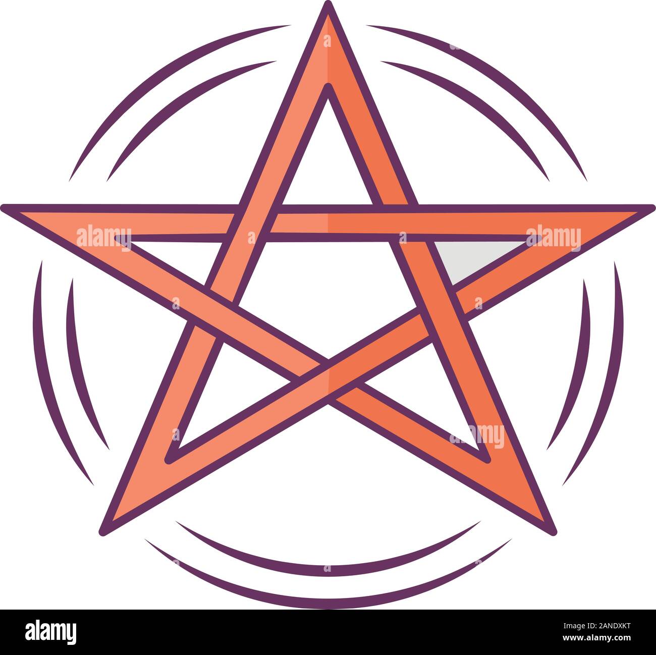 Pentagram color icon. Occult ritual pentacle. Devil star. Satanic cult, wiccan & pagan symbol. Witchcraft, esoteric and diabolic sign. Mystic heptagra Stock Vector
