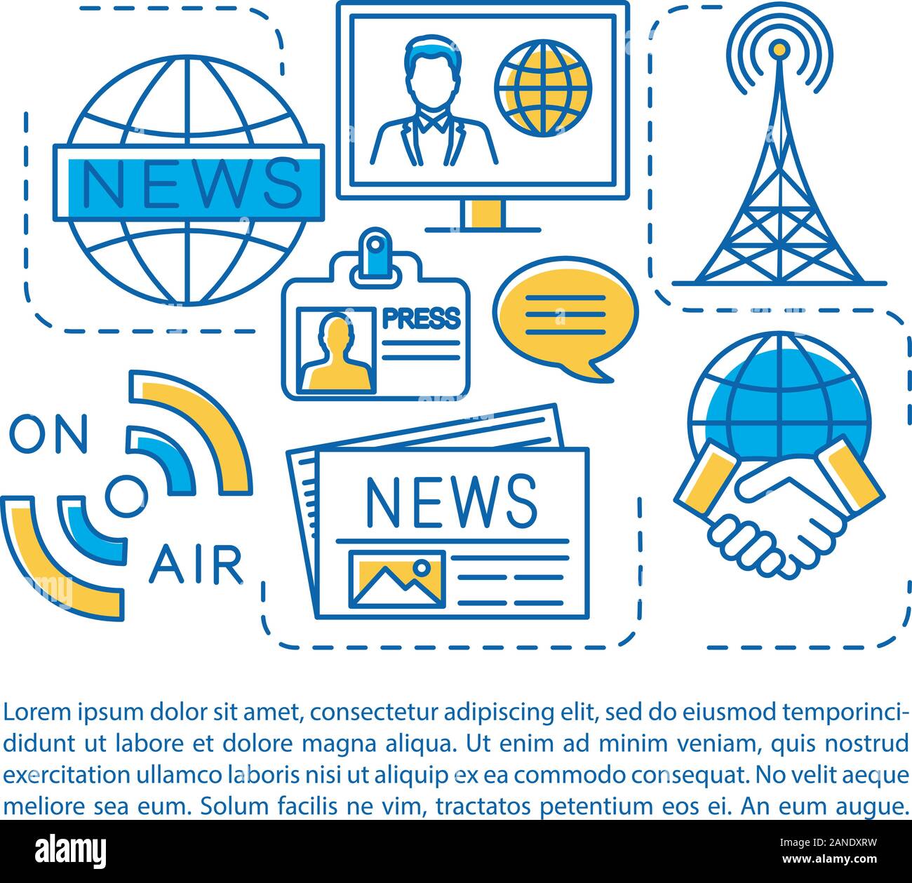 News media, broadcasting industry article page vector template ...