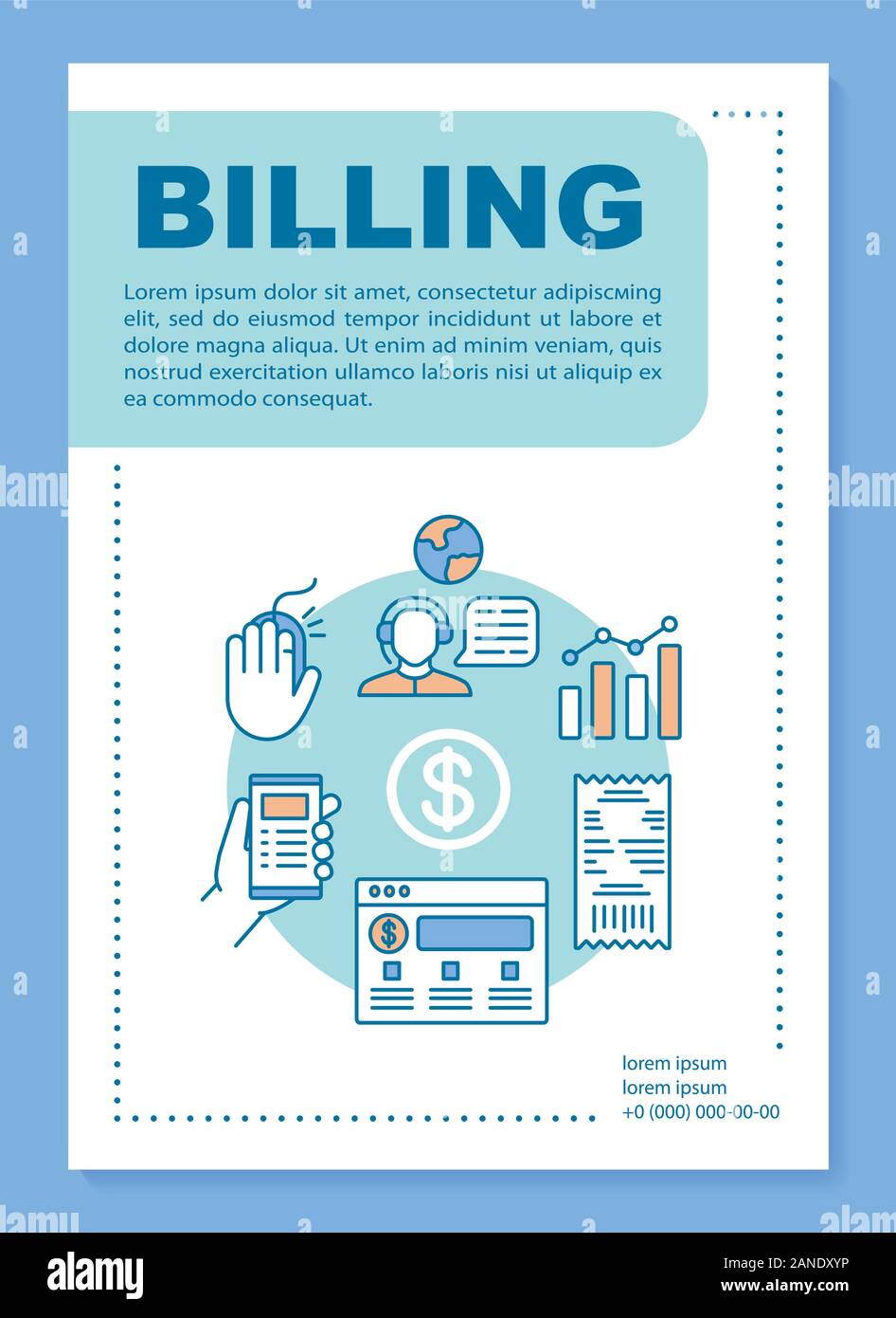 Billing service poster template layout. Customer support. Financial