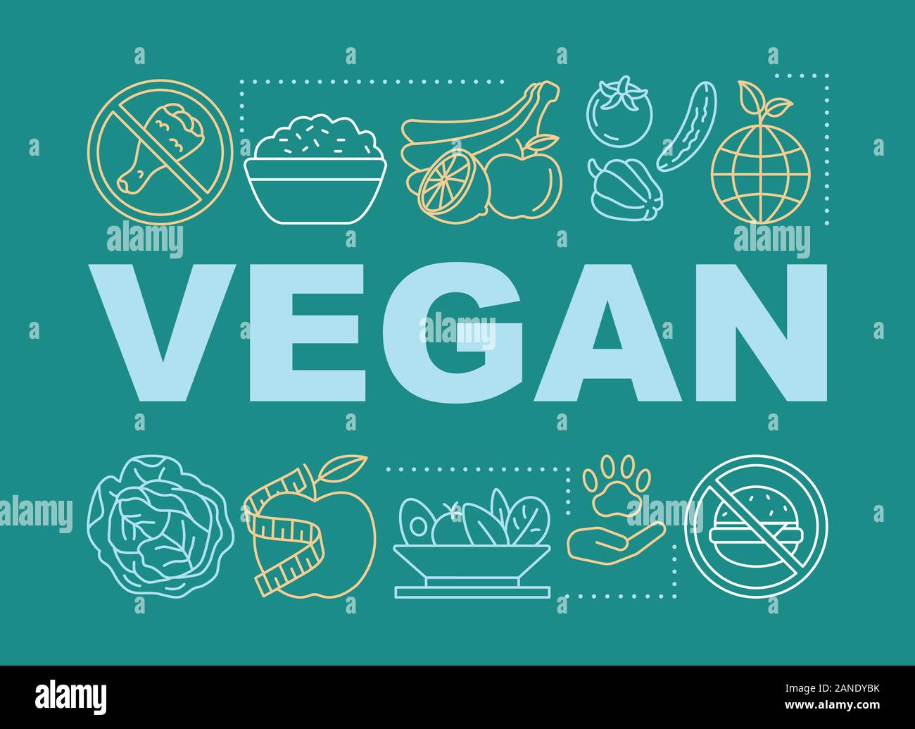 Vegan nutrition word concepts banner. Vegetarian lifestyle presentation ...