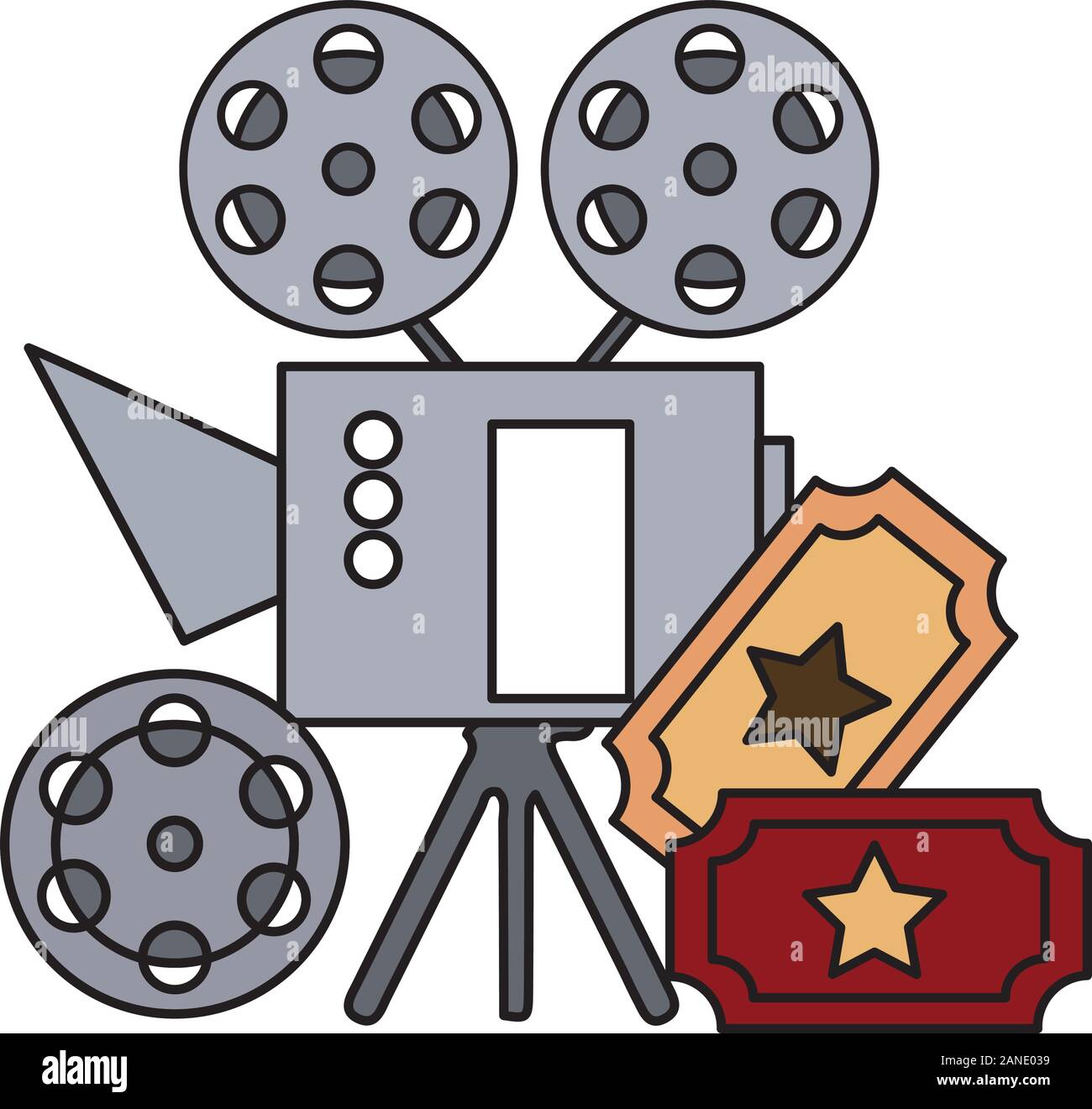 cinema projector and ticket isolated icon Stock Vector Image & Art - Alamy
