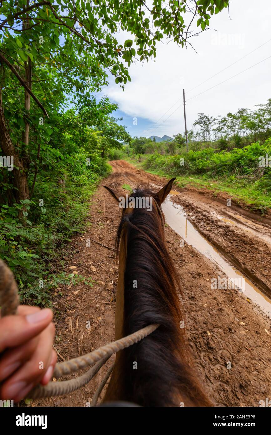 Horseback Riding in Trinidad, Cuba Stock Photo