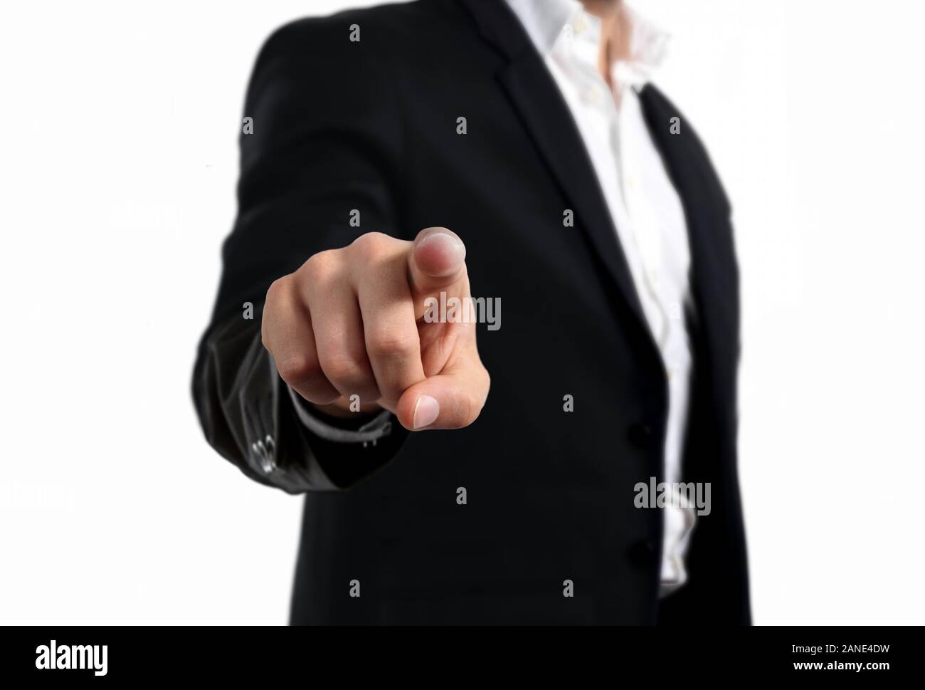 Pointing Fin Business man pointing finger gesture Stock Photo - Alamy