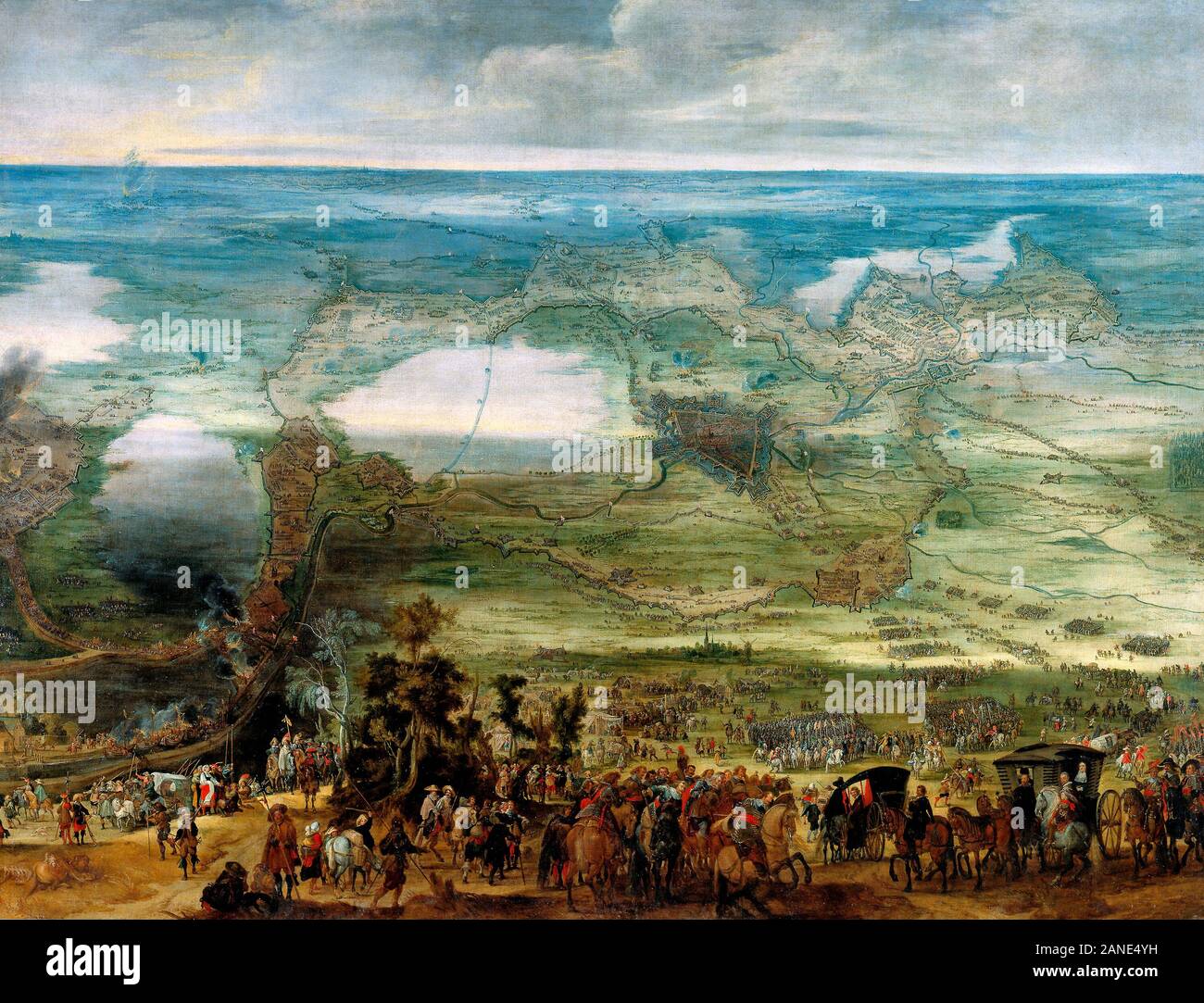 The Infanta Isabel Clara Eugenia on the site of Breda - Peter Snayers, circa 1628 Stock Photo