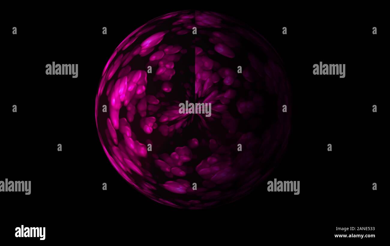 Digital colorful sphere with lighting circles in space, modern computer ...