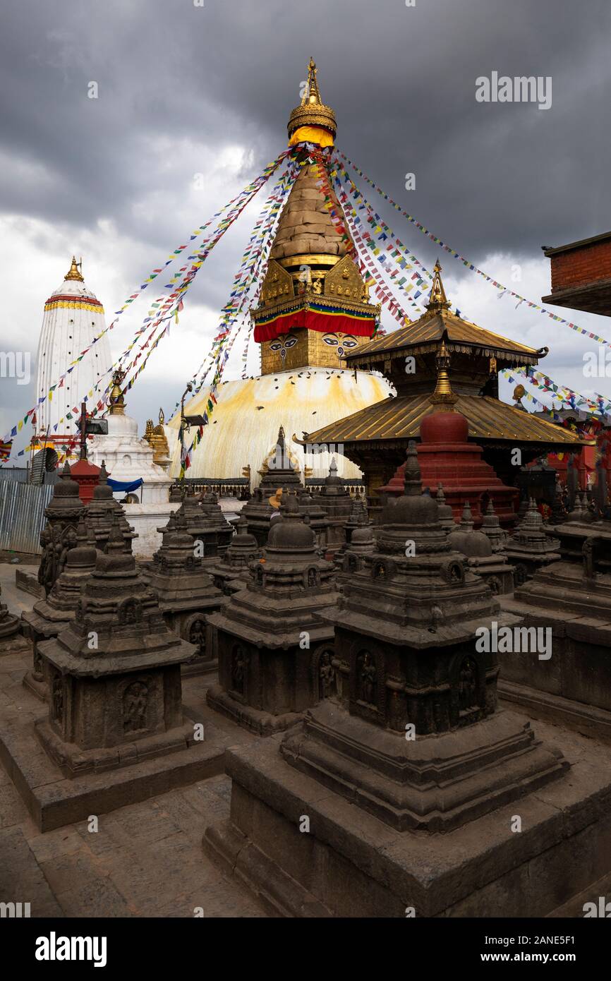 05 August 2019,Kthmandu Nepal. Swayambhunath also kown Monkey Temple. one of the main buddhist center. in Kthmandu Nepla. Stock Photo
