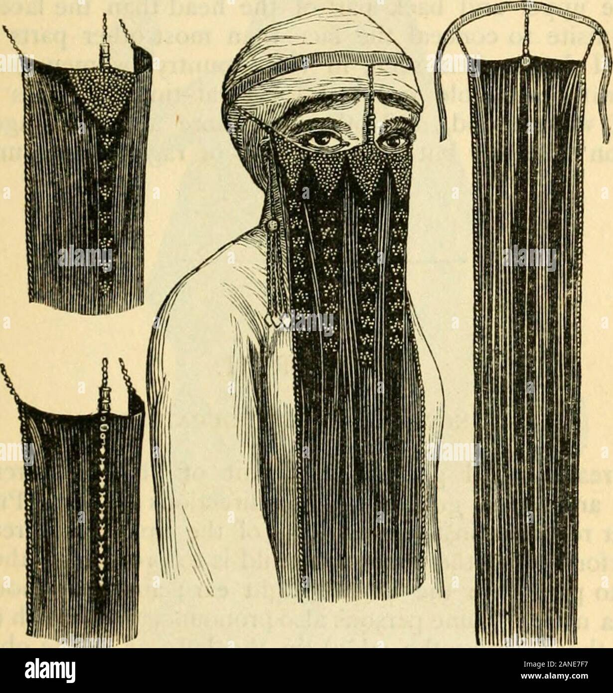 An account of the manners and customs of the modern Egyptians, written in Egypt during the years 1833-1835 . FELLAH WOMEN, black silk kerchief (called asbeh ), with a border of red An account of the manners and customs of the modern Egyptians, written in Egypt during the years 1833-1835 . FELLAH WOMEN, black silk kerchief (called asbeh ), with a border of red