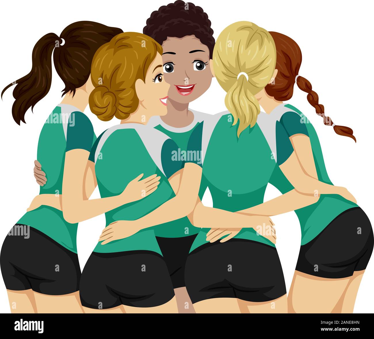 Illustration of Teenage Girls Sport Team Volleyball Club Wearing Uniform in a Huddle Stock Photo - Alamy Illustration of Teenage Girls Sport Team Volleyball Club Wearing Uniform in a Huddle Stock Photo - Alamy