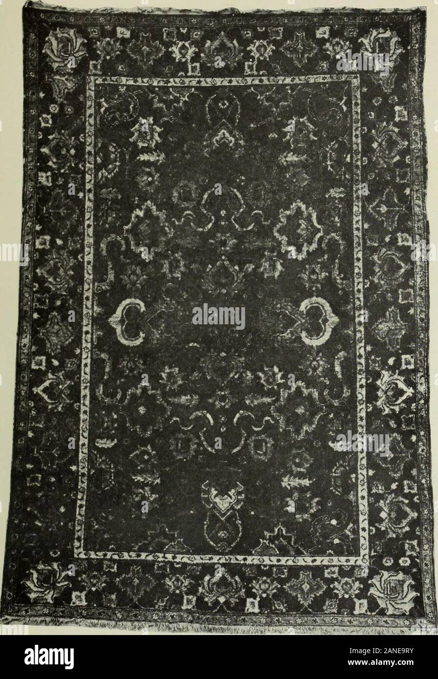 Oriental rugs, antique and modern . nesthe character of workmanship of a particular period, but affords astandard for determining by comparison the relative age of otherpieces. The year 946 corresponds with our year 1540 A. D., andthe position of the date indicates that it was inscribed a little beforethe completion of the fabric. Accordingly, it would not be unreason-able to assume that the carpet was begun during the closing yearsof the reign of Ismael, who died at Ardebil in 1524, and that it wasfinished during the reign of Tamasp I. To infer that at this period were many such carpets would Stock Photo