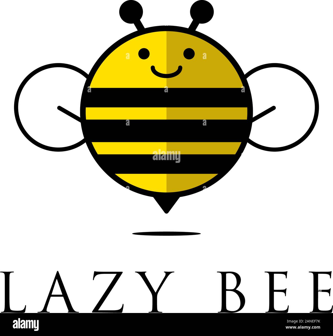 lazy bee logo design, cute animal logo inspiration Stock Vector