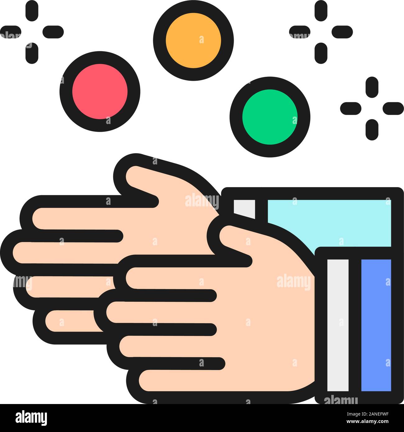 Vector juggling balls, juggler, circus flat color line icon Stock