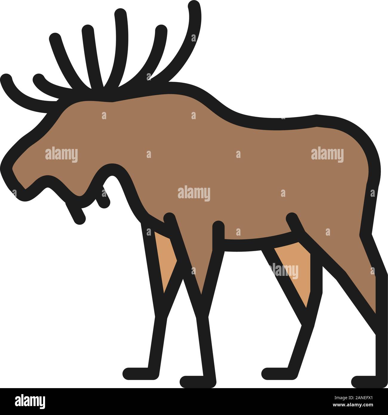 Vector elk, deer flat color line icon. Stock Vector