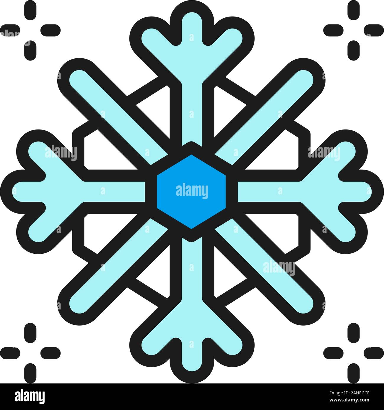 Snowflake, snow, winter flat color line icon. Stock Vector