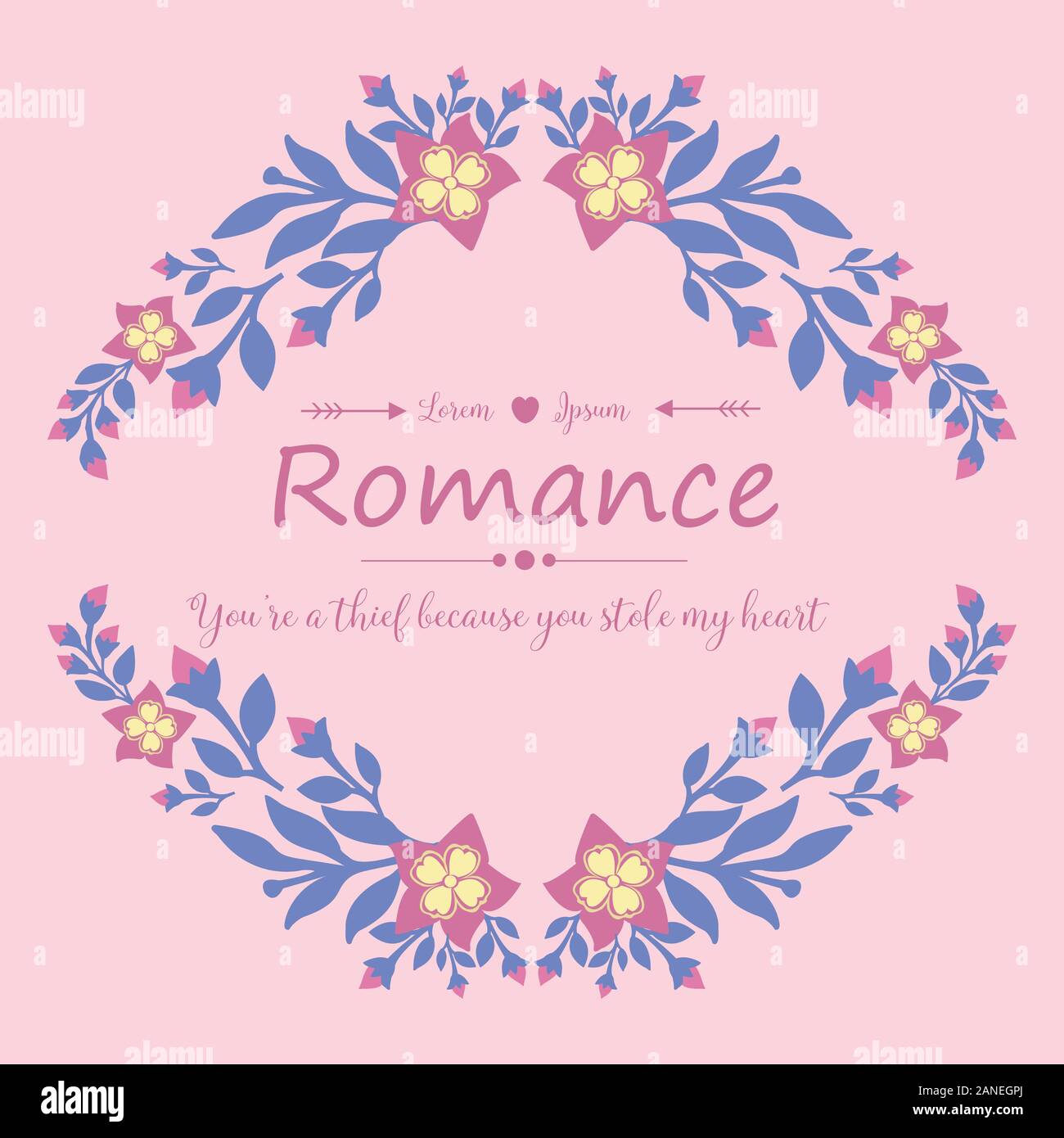 Romance Card template, with elegant pink background, with leaf and ...