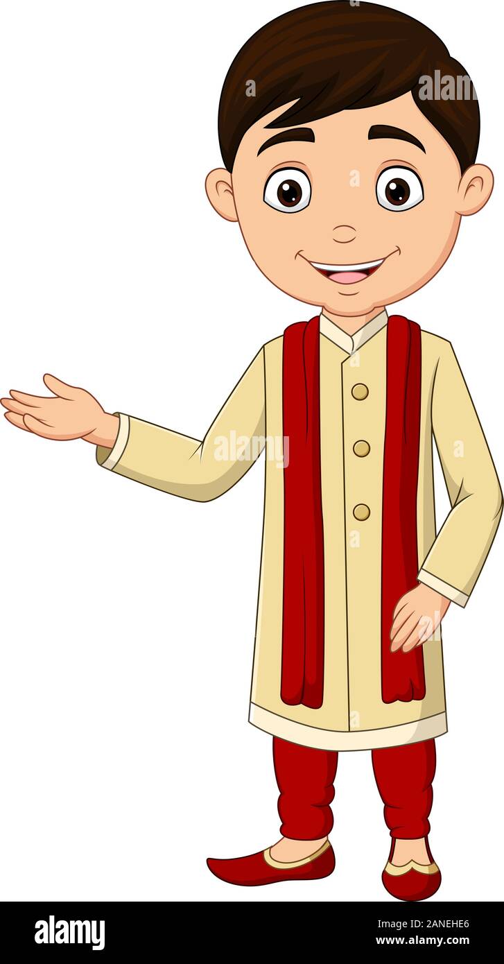 Cartoon Indian boy wearing traditional costume Stock Vector Image & Art -  Alamy