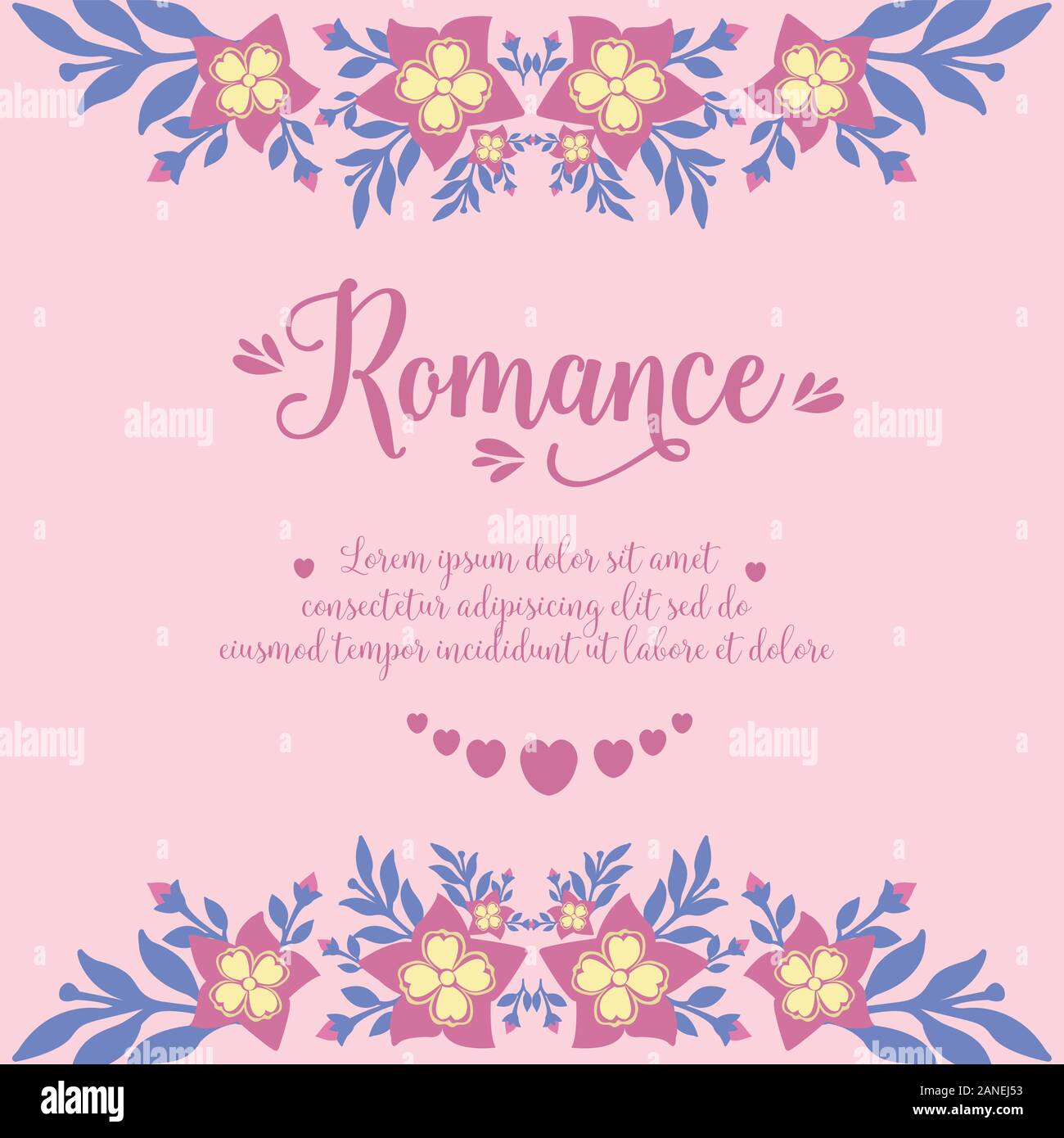 Romantic Pattern For Card Romance Invitation card, with elegant pattern of leaf and pink wreath ...