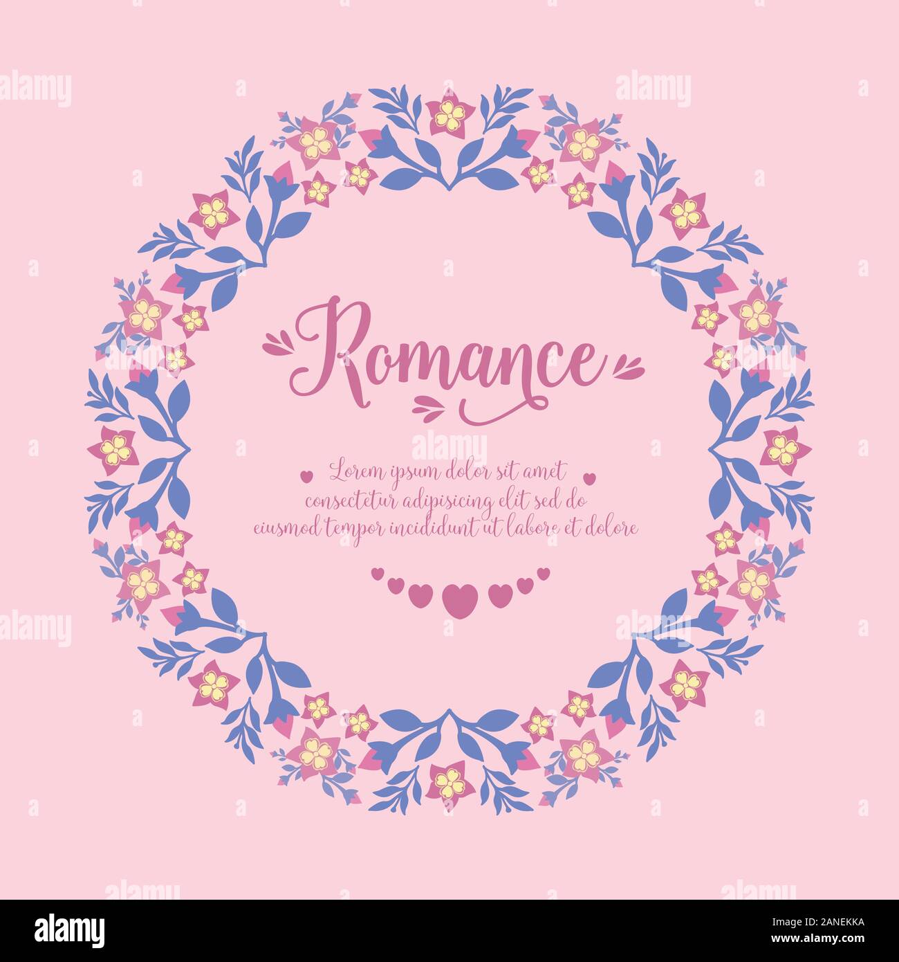 Romantic Pattern For Card Template design for romance card, with cute style of leaf and floral ...
