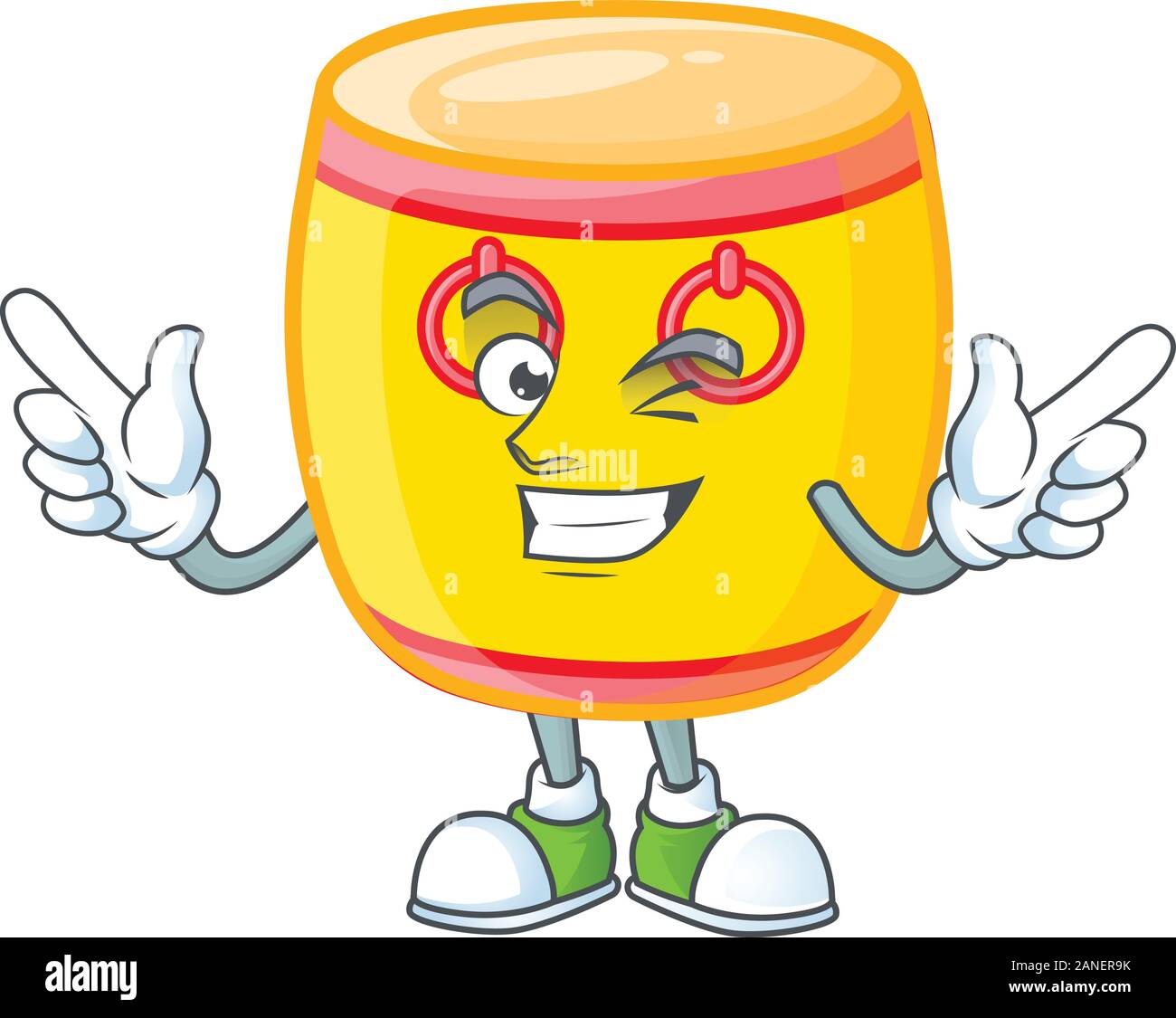 Funny face chinese gold drum cartoon character style with Wink eye ...