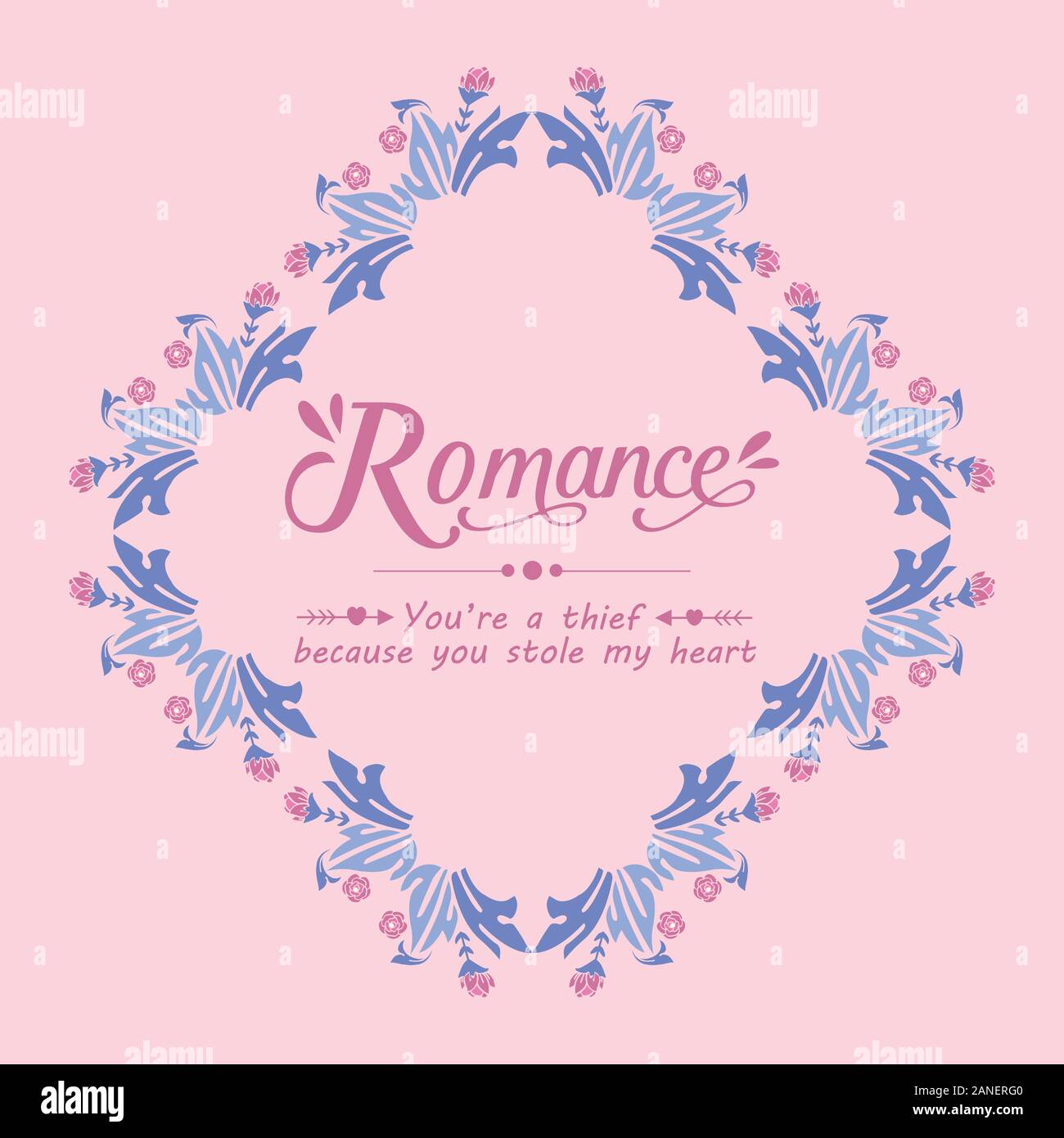 Romantic Pattern For Card Seamless pattern of leaf and pink flower frame, for romance greeting ...