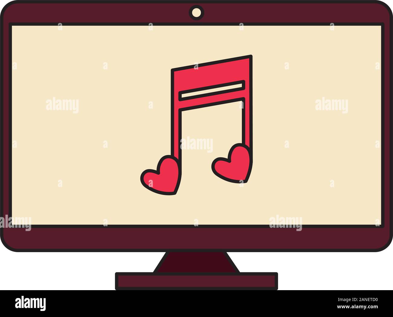 note music in computer monitor isolated icon Stock Vector Image & Art ...