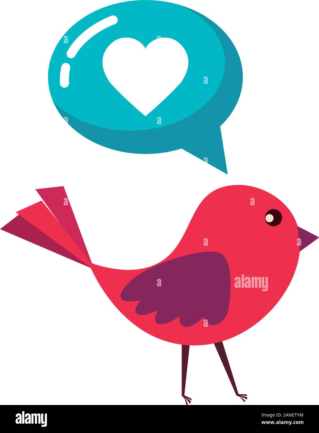 cute bird and speech bubble with heart Stock Vector Image & Art - Alamy