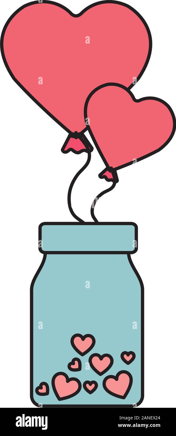 balloons helium in heart shape with bottle Stock Vector Image & Art - Alamy