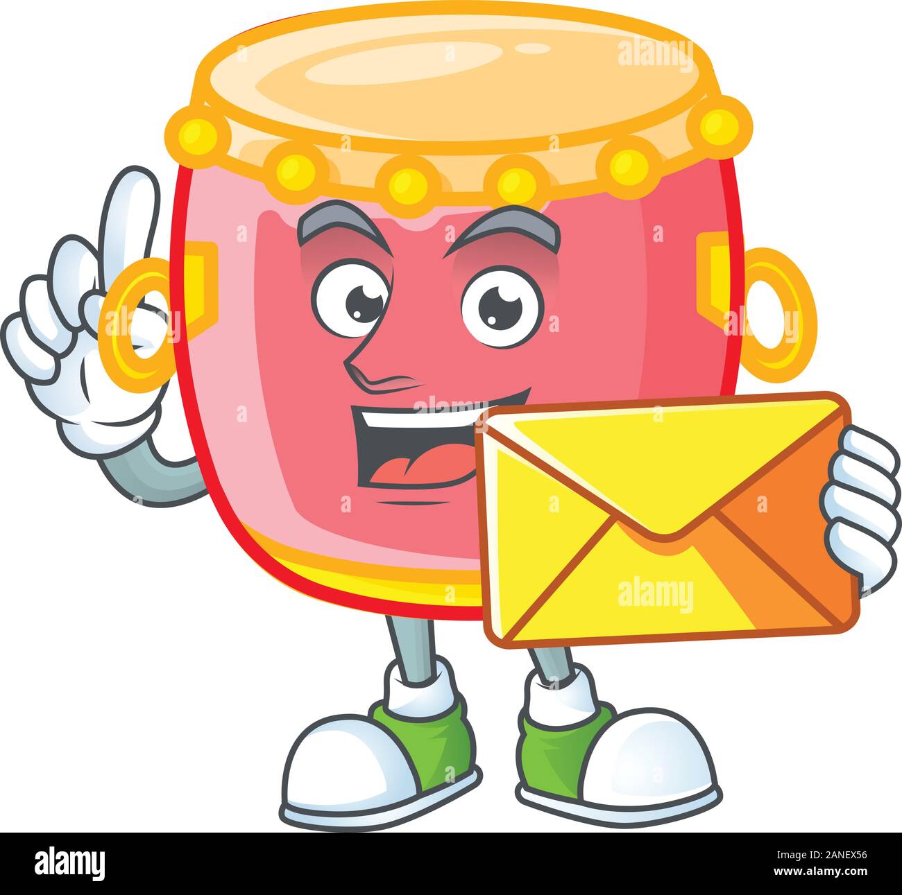 Cheerfully chinese red drum mascot design with envelope Stock Vector ...