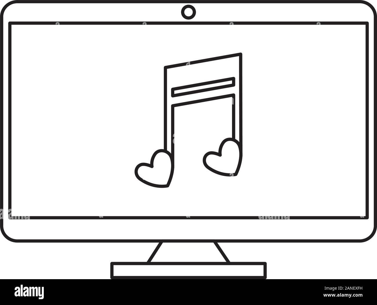 note music in computer monitor isolated icon Stock Vector Image & Art ...
