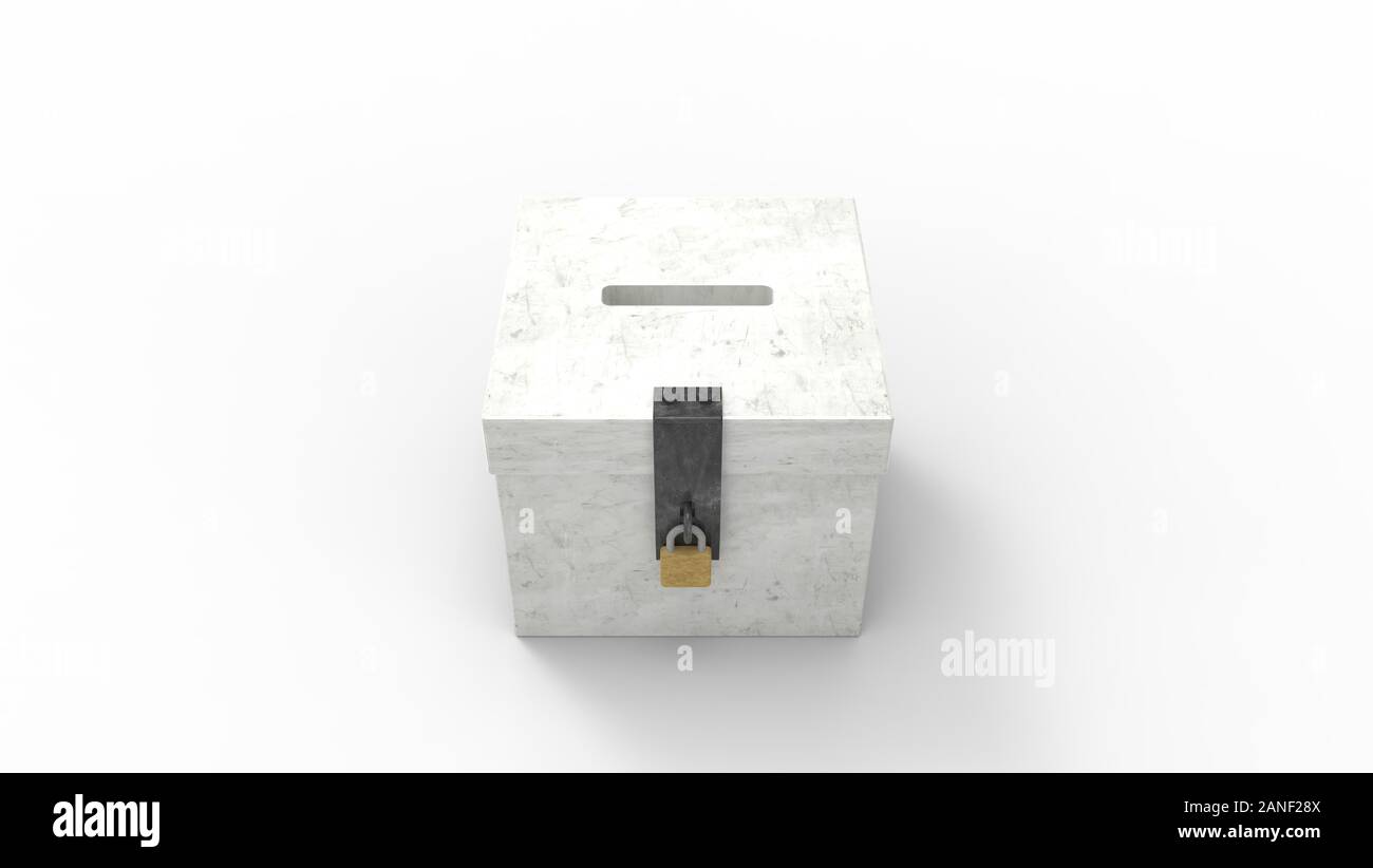 3D rendering of a ballot box isolated in a white stucio background ...