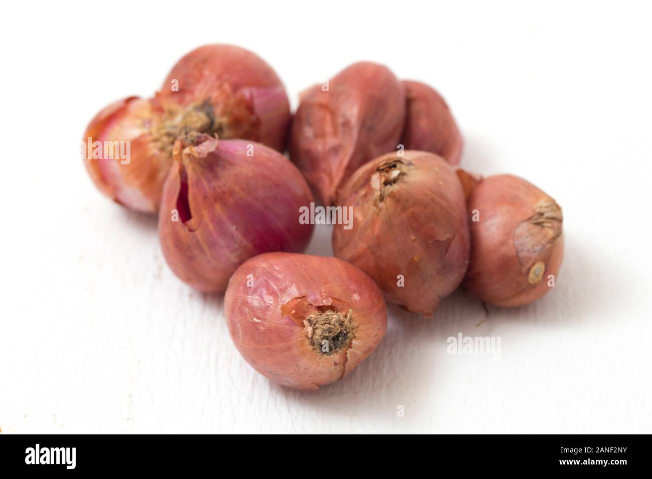 Fresh shallots isolated on white background Stock Photo