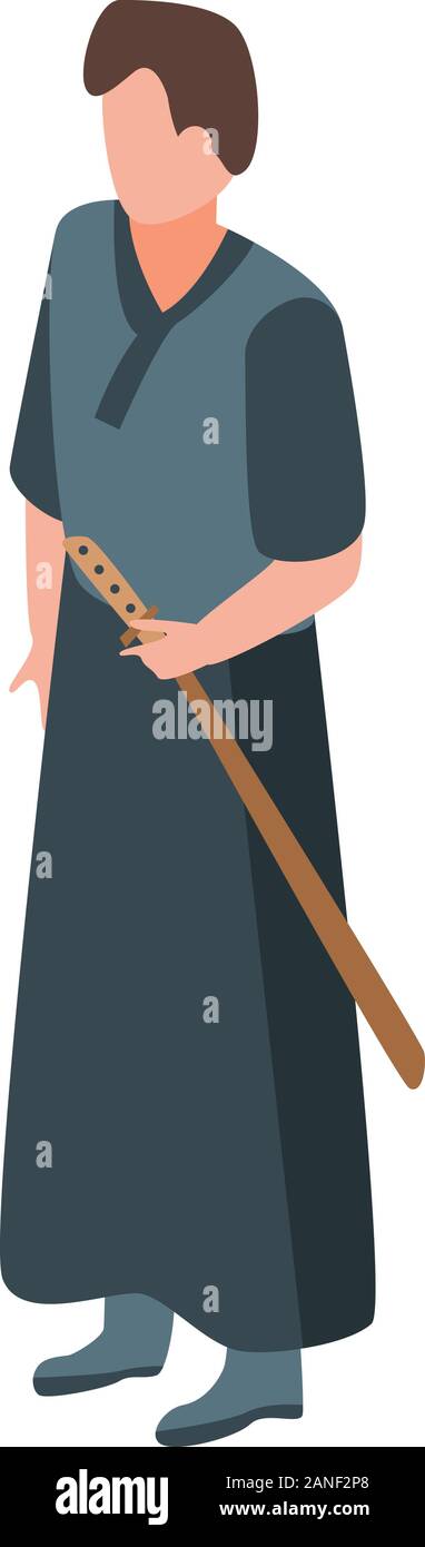 Knight samurai icon, isometric style Stock Vector