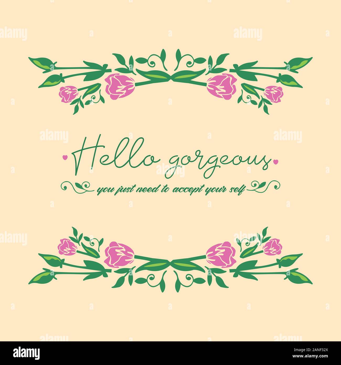 The beauty rose pink flower frame, for hello gorgeous card template ...