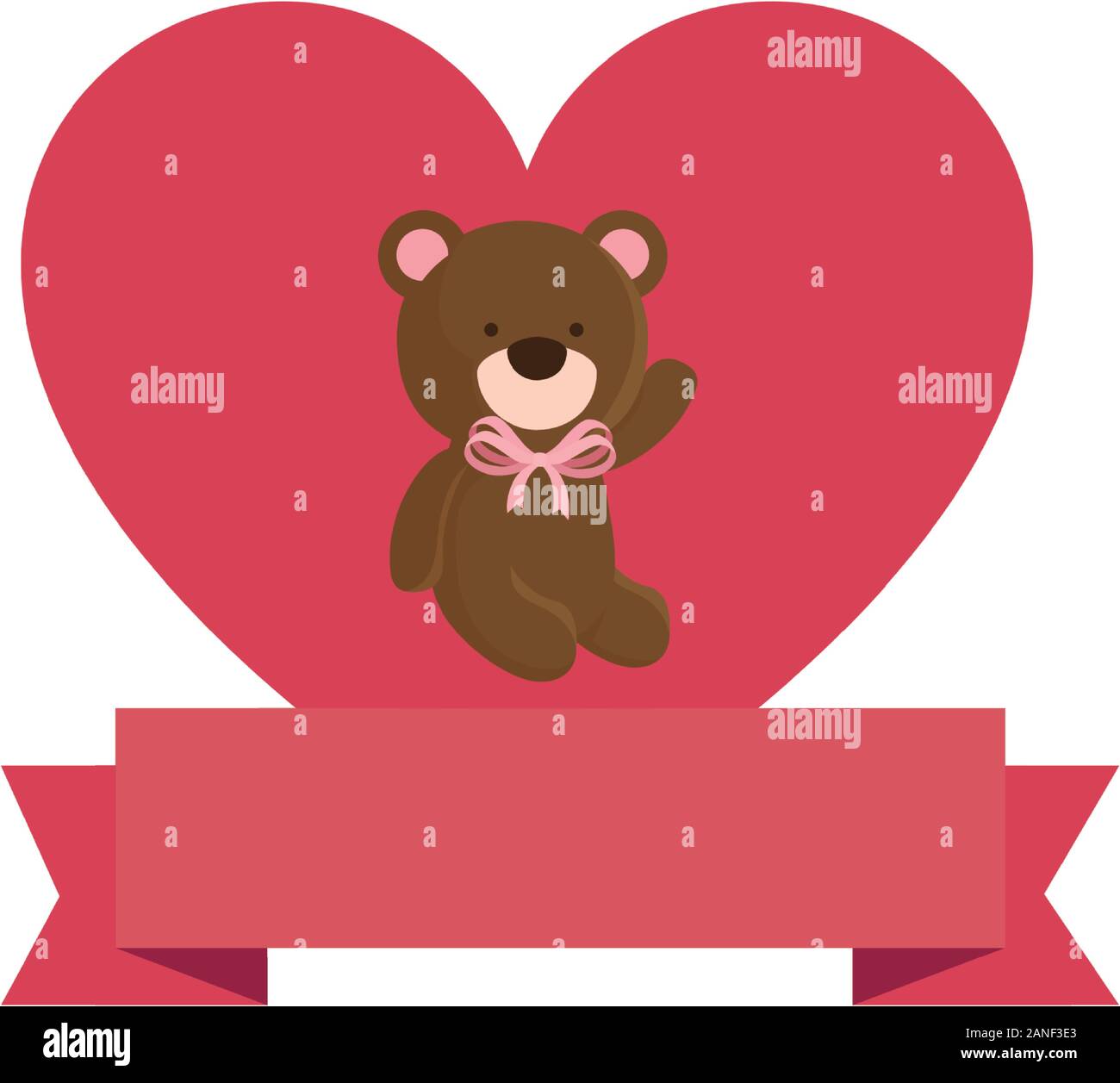 cute teddy bear with heart and ribbon Stock Vector Image & Art - Alamy